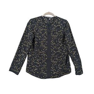 Primark Dotted Blouse 4 Black Yellow Split VNeck Long Sleeves Staple Printed Top